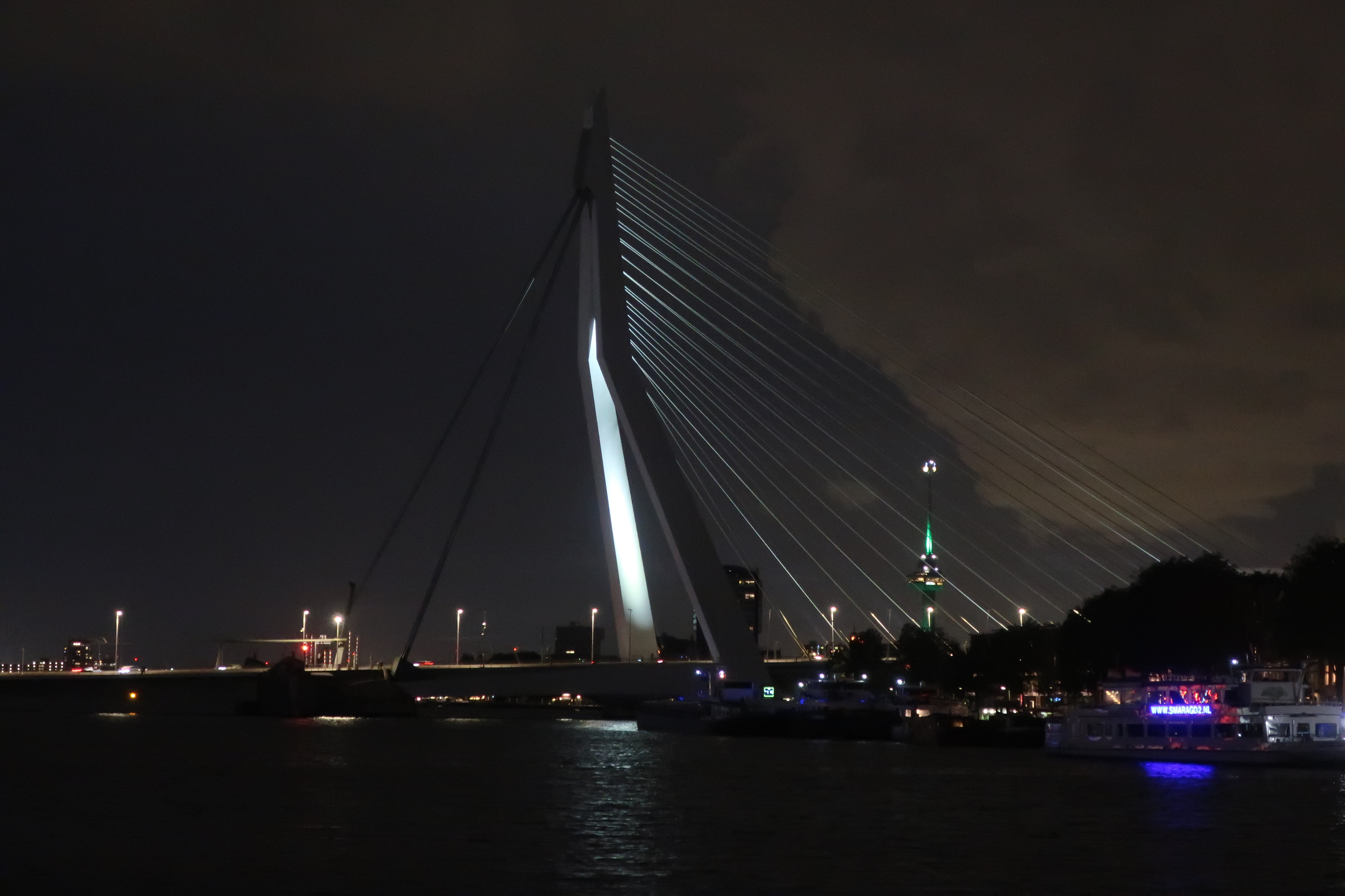 Die Erasmus-Brücke am Abend.