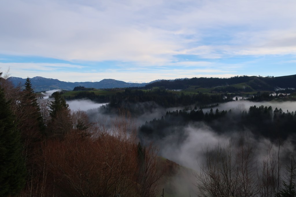Nebel im Tal von der Fontanne. Gmeinalp.